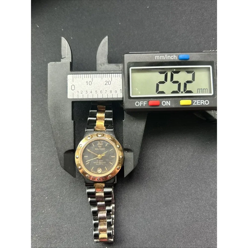 Vintage Waltham Black And Gold Tone Women’s Quartz Watch